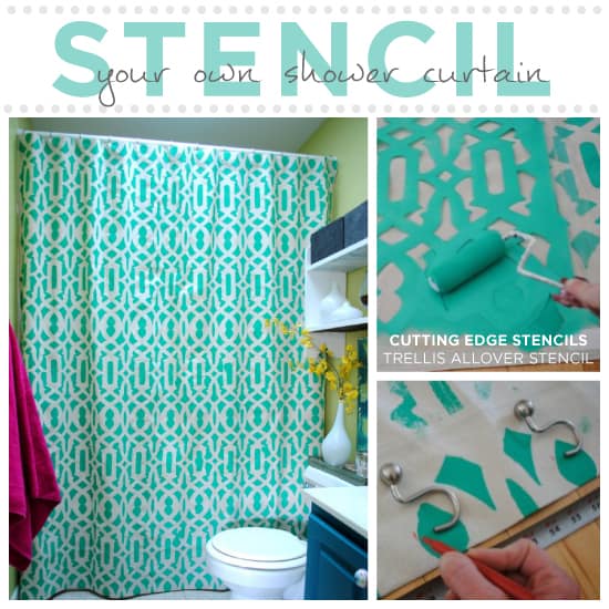 All over stencilled repeating pattern curtain