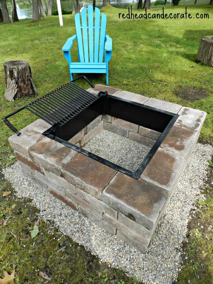 Beautiful diy fire pit w grill insert1