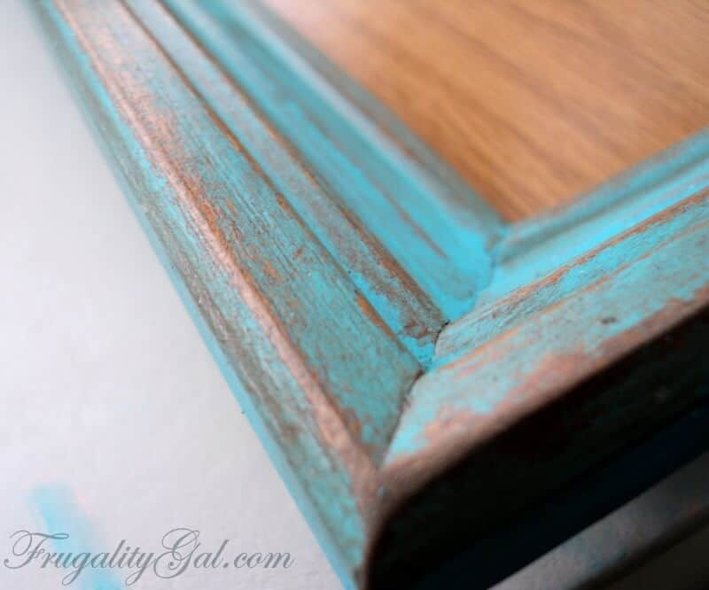 Brown and blue distressed photo frame tutorial