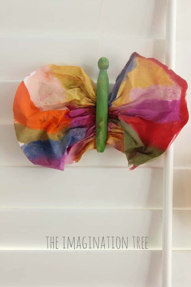 Clothespin coffee filter butterfly