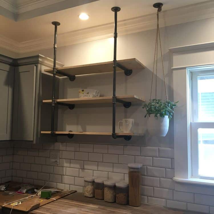 Diy open pipe shelving