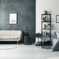 Dramatic wallpaper and charcoal grey