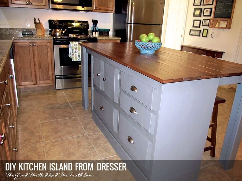 Homemade Kitchen Islands And Seating, Diy Dresser Into Kitchen Island