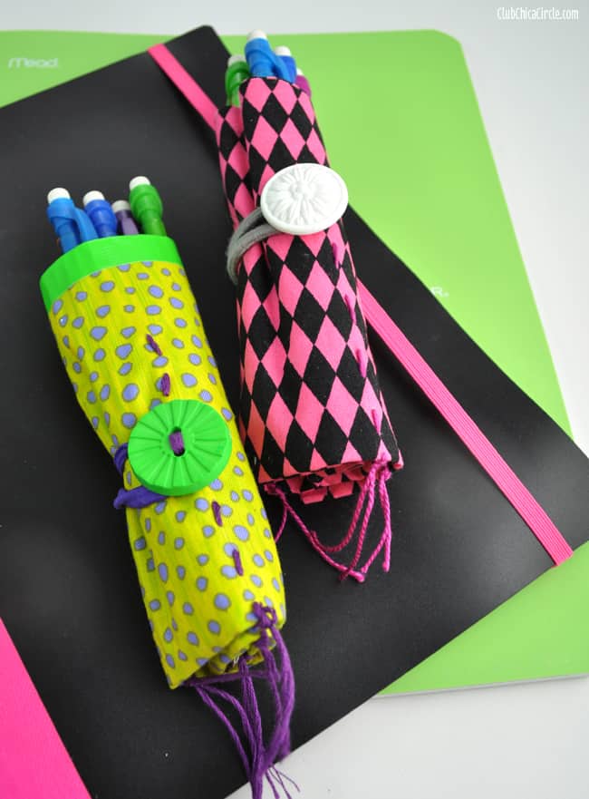 Fabric and duct tape pencil rolls