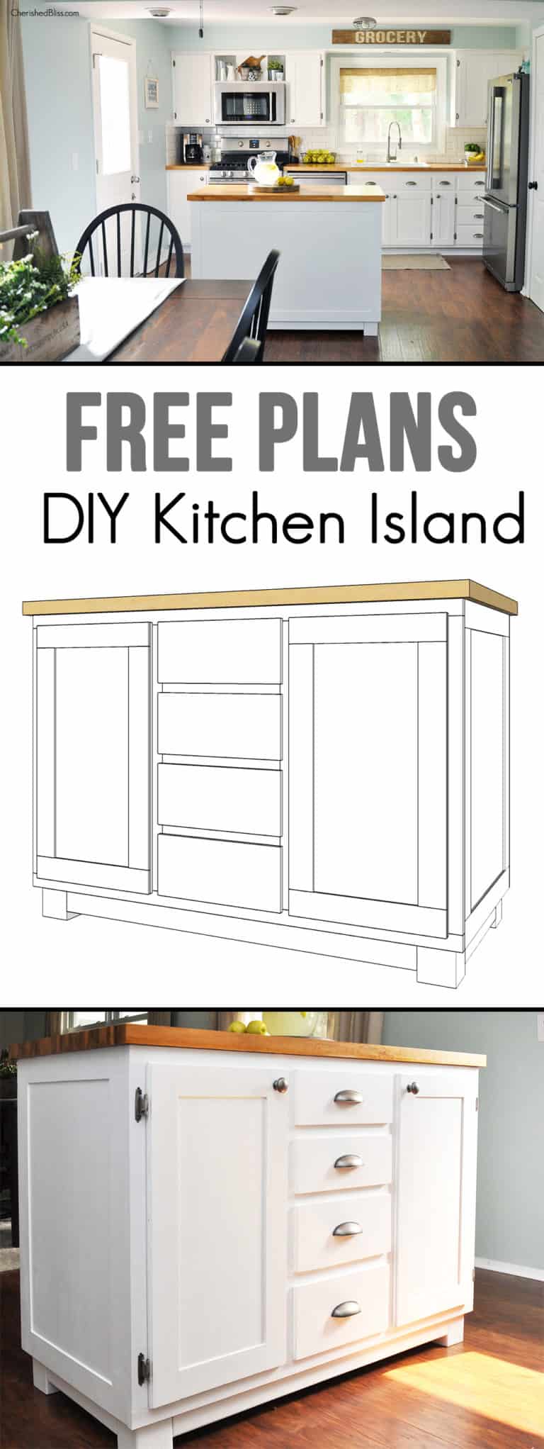 Free plans for an island with drawers and cupboards