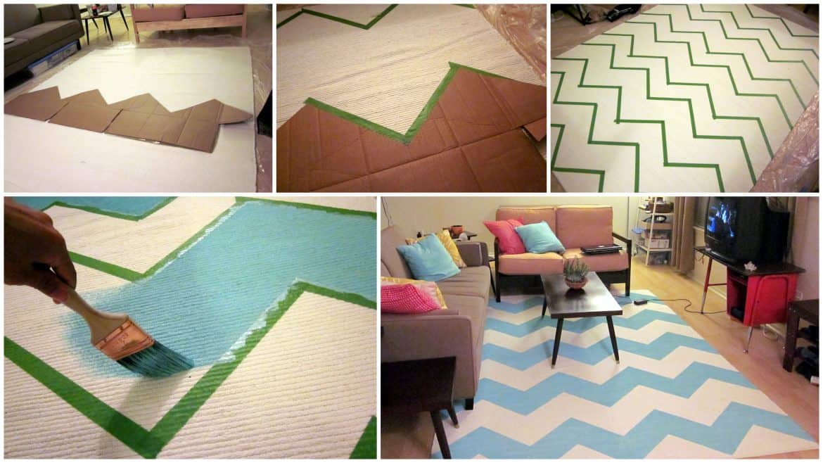 How to custom paint a plain area rug