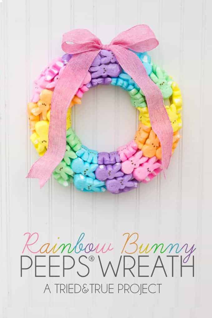 Rainbow Peeps - Easter Bunny Wreath DIY