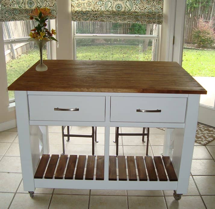 Rustic X Frame Kitchen Island On Wheels 