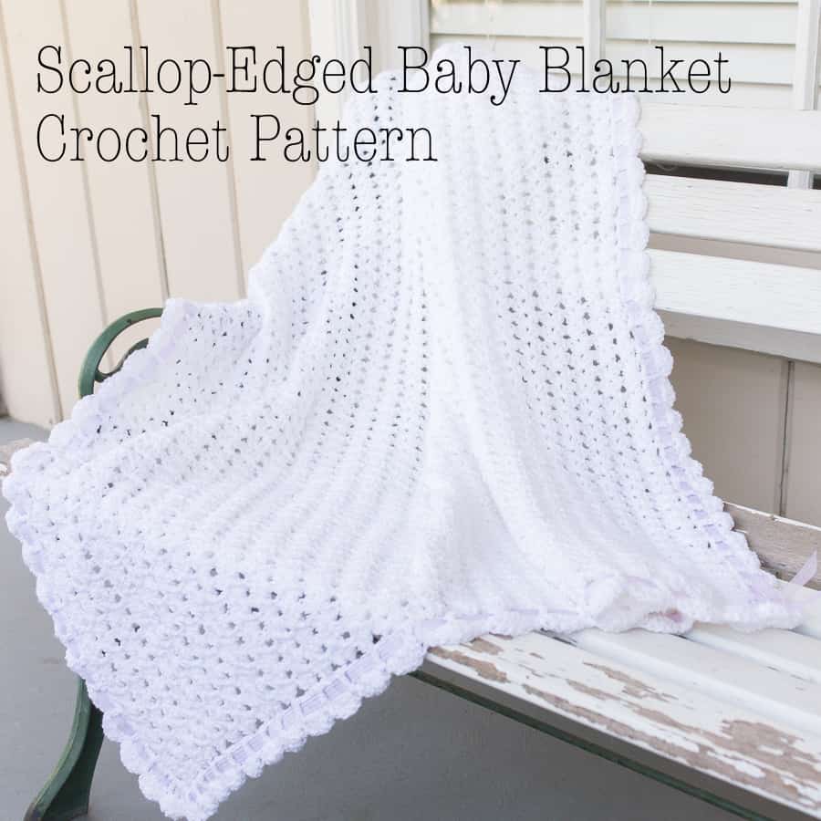 Sweet as snow scallop edged baby blanket