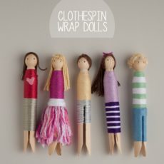 Thread wrapped wooden clothespin dolls
