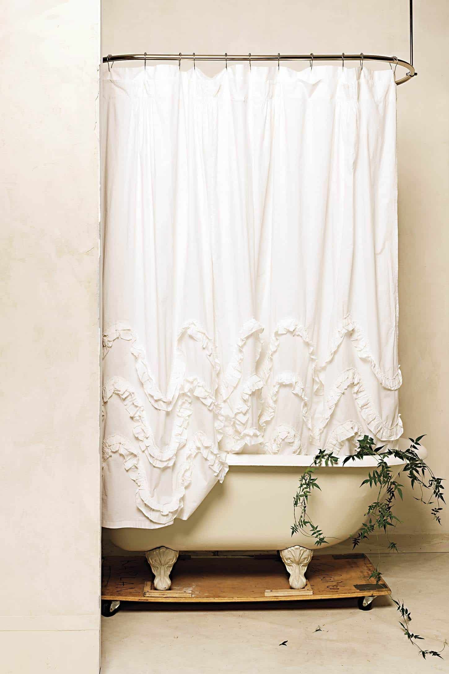 Waves and ruffles shower curtain