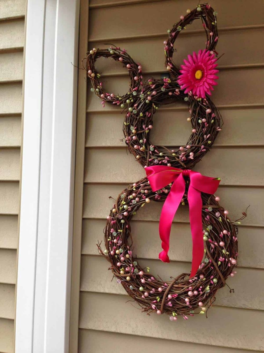 Diy grapevine bunny door decoration