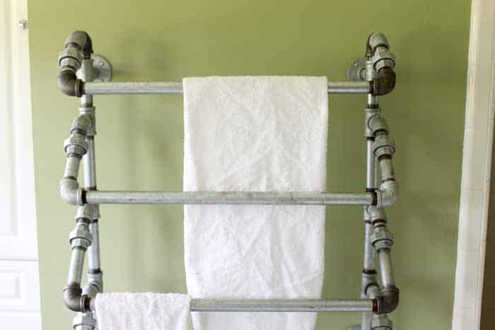 Diy rustic towel rack from pipes