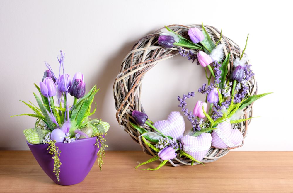 Purple Tulips and Hearts - Easter Wreaths to Make