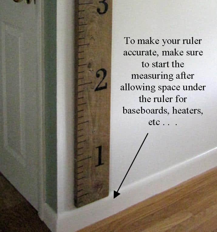 Rustic wood wall ruler
