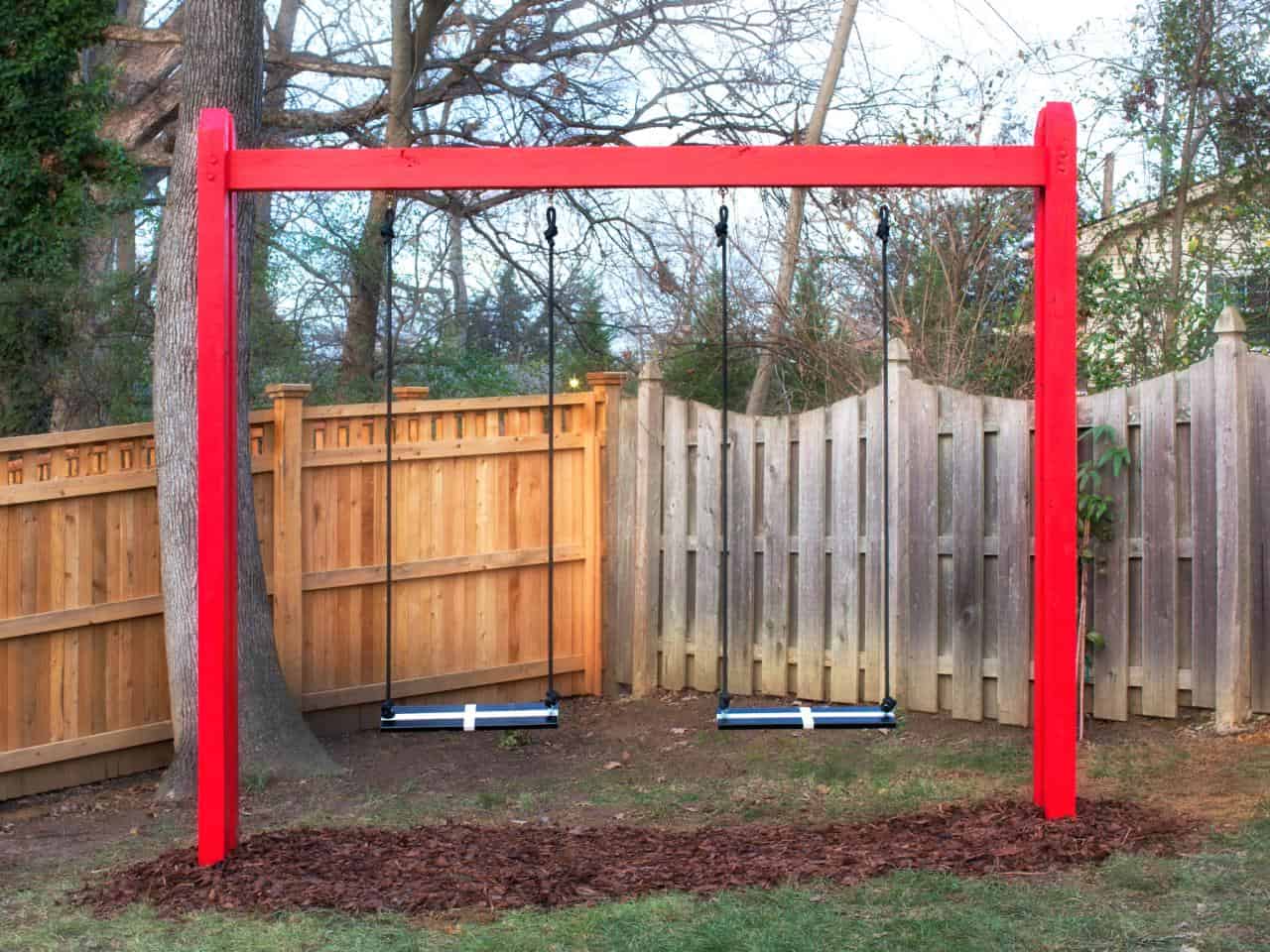 Simple wooden swing set for beginners