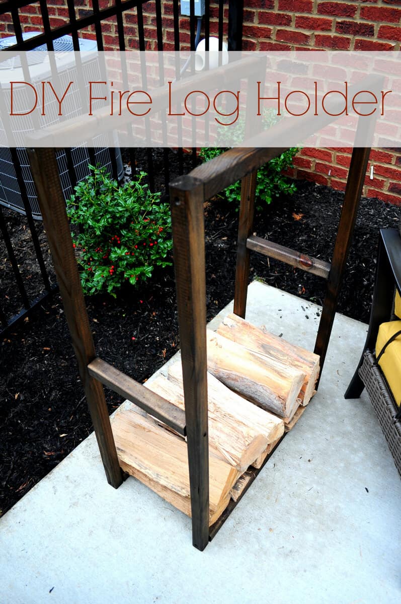 Thin, stained firewood rack for a small space