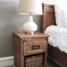 Wood and basket night stand with bun feet