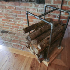 Wood and piping indoor firewood racka