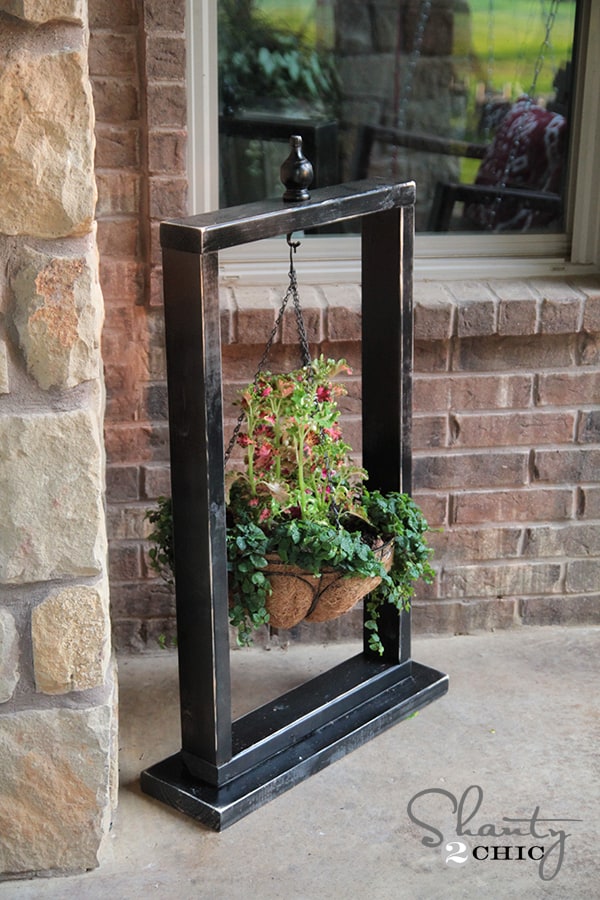 Wooden hanging planter stand