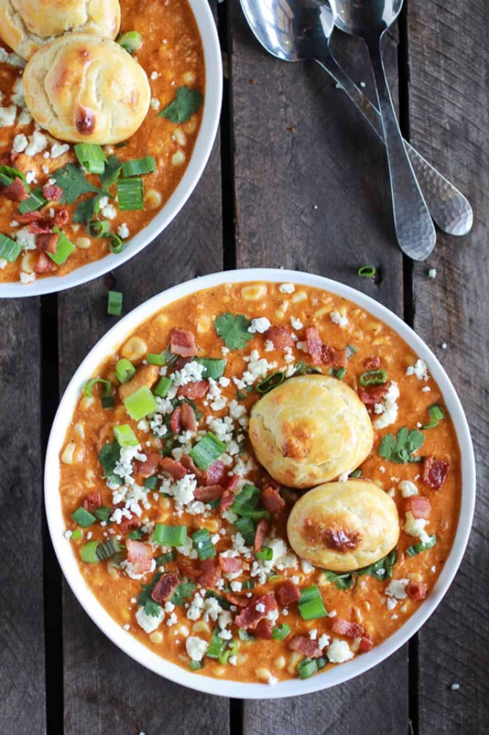 Buffalo chicken corn chowder