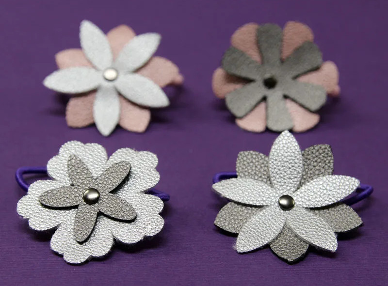 Faux Leather Hair Flower Clips