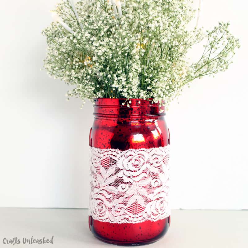 diy Lace mason jar flower vase
