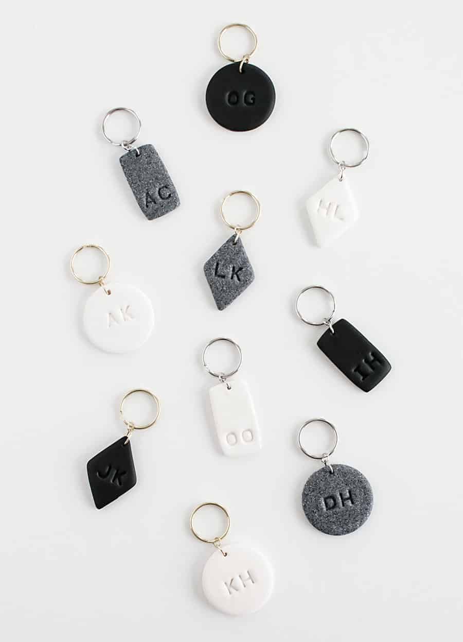 Diy monogram clay keychains