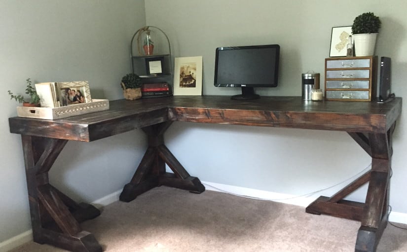 Diy wooden farmhouse corner desk from scratch