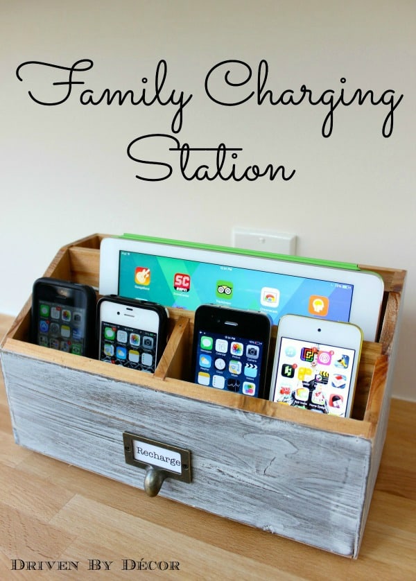 Make a multi device charging station from a desk organizer