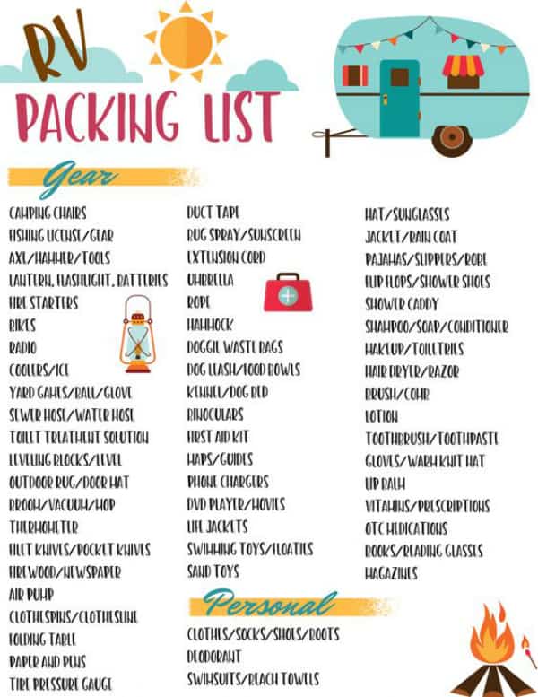 Rv packing list 2
