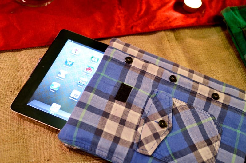 Upcycled plaid shirt ipad case