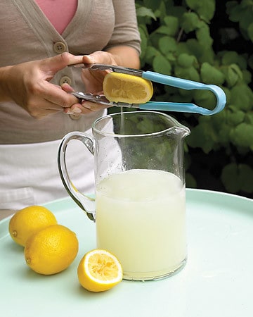 Use bbq tongs to squeeze lemons