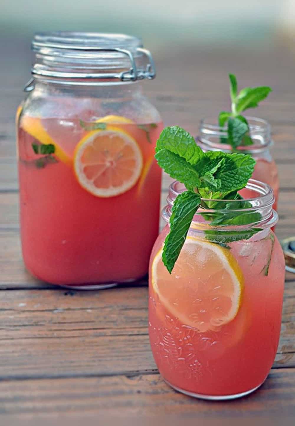 Boozy watermelon mint lemonade