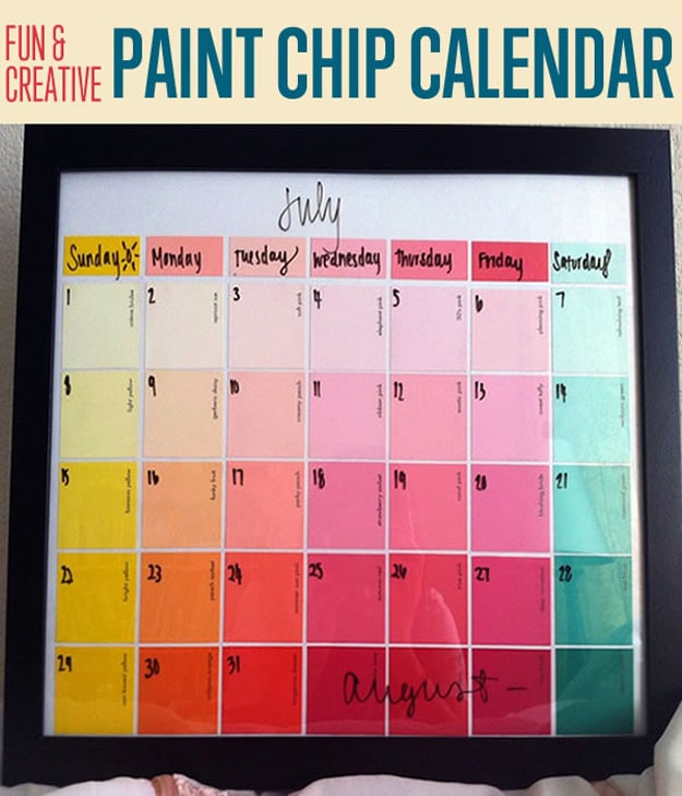 Diy paint chip calendar