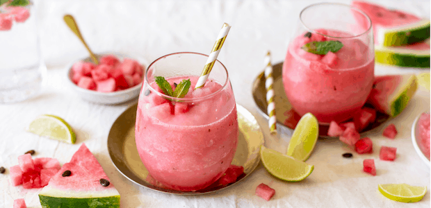 Frozen rose and watermelon cocktails