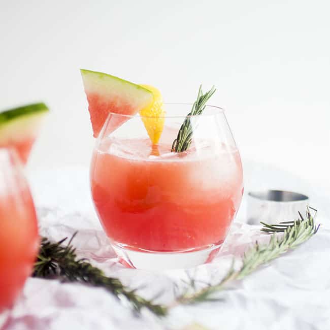 Watermelon juice drink with rosemary