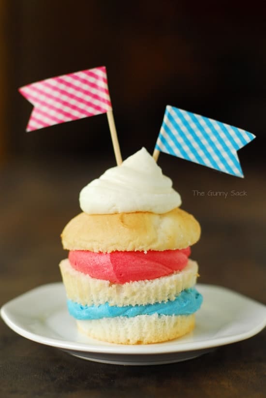 Fourth of july layered cupcakes