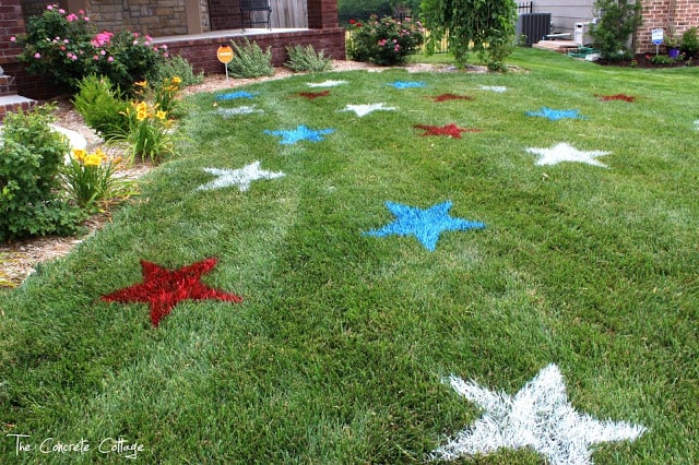 Fourth of july painted lawn stars