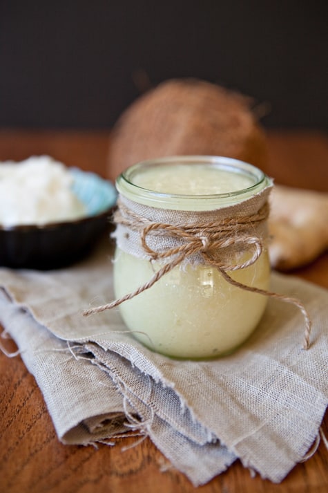 Ginger and coconut oil sugar scrub for face and body