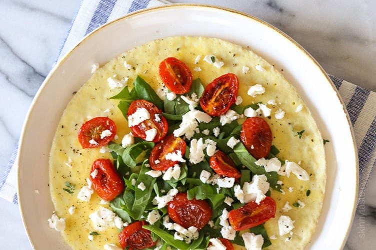 Open face omelet with tomatos and feta