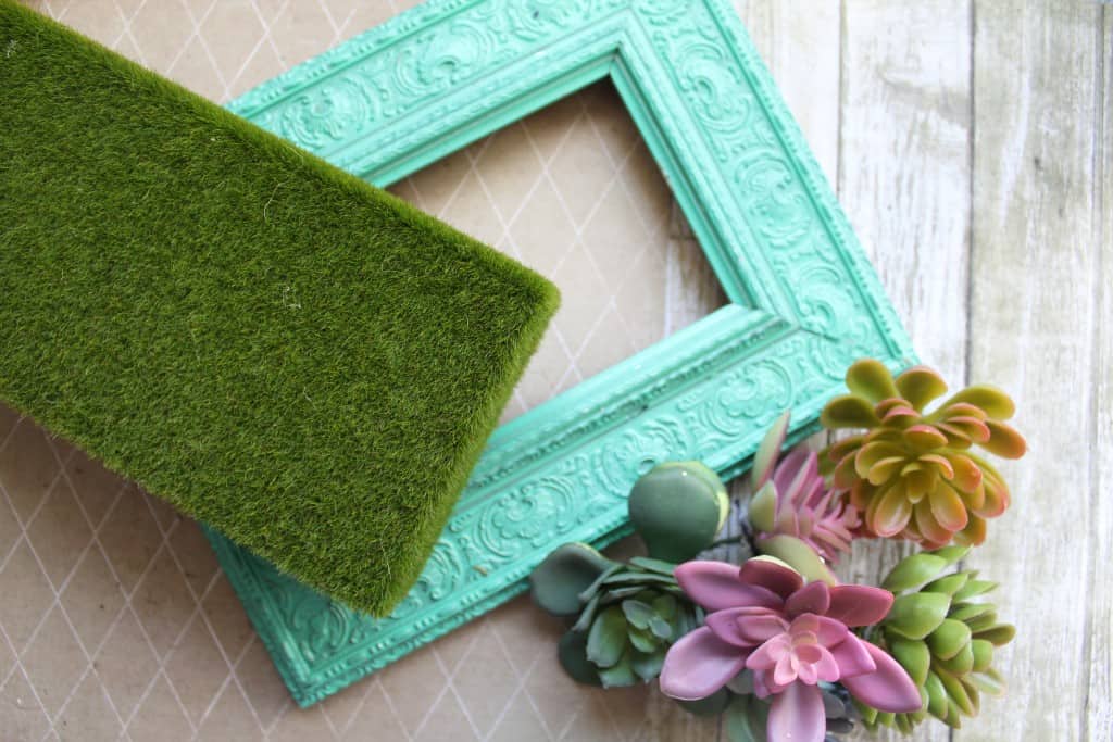 Painted vintage frame succulent garden