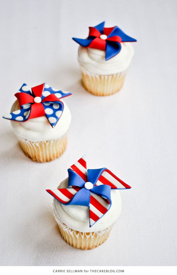 Patriotic pinwheel cupcakes