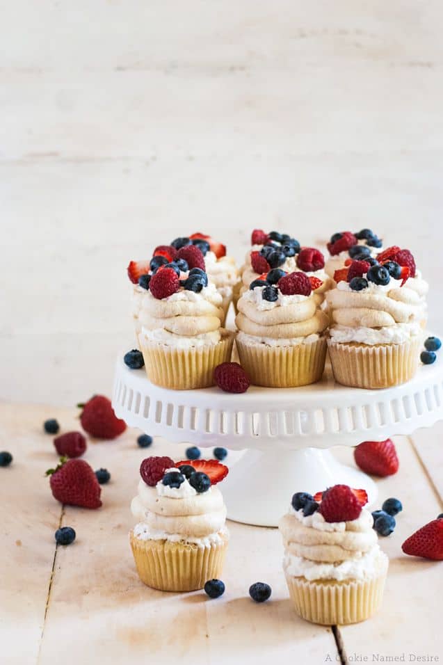 Pavlova berry topped cupcakes