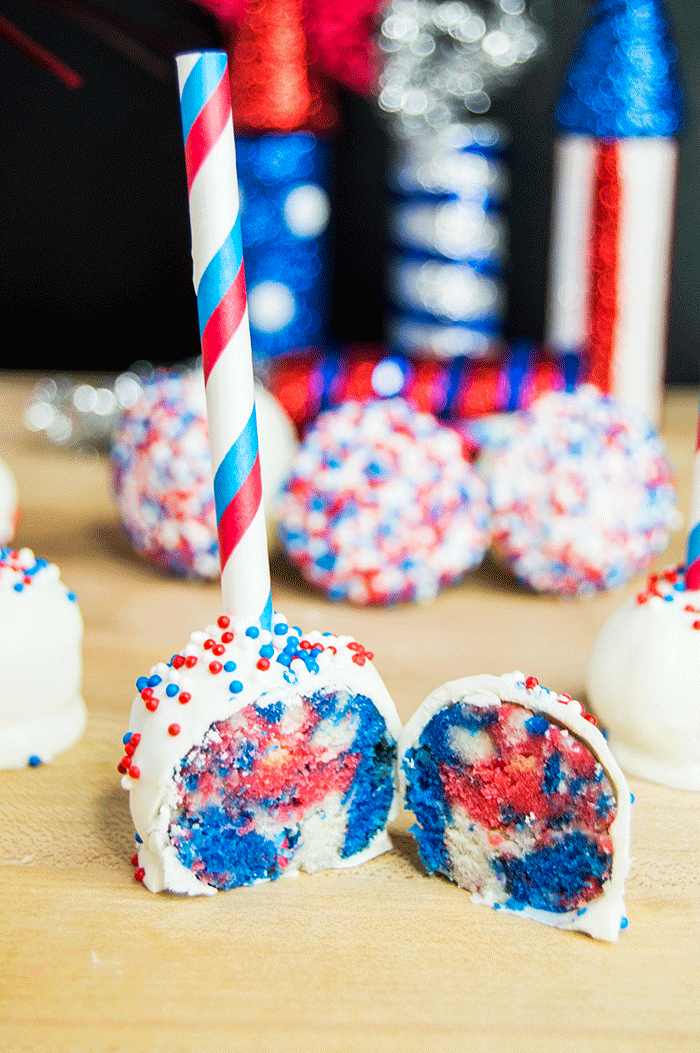 Red, white, and blue cake pops
