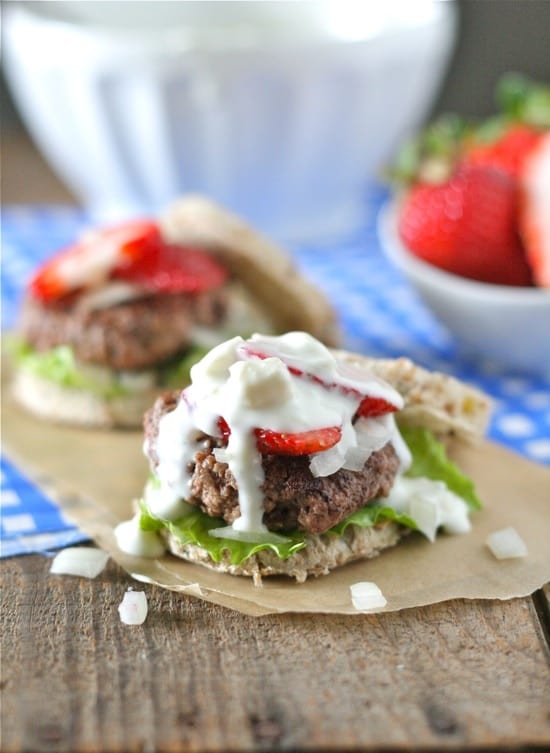 Red, white, and blue cheese sliders