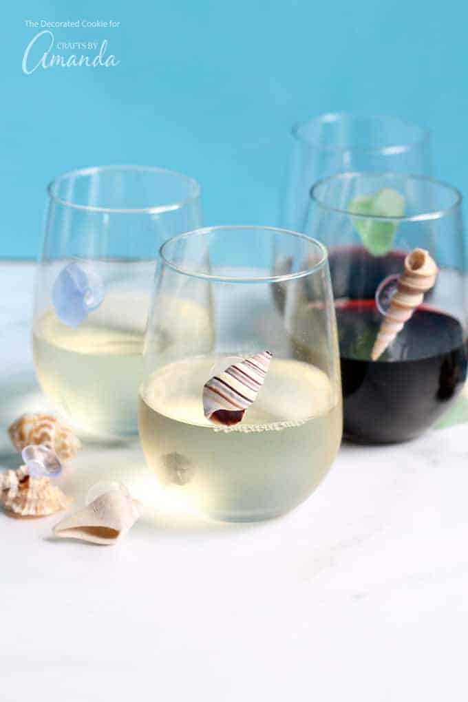 Seashell wine charms diy