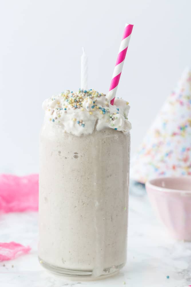 Vegan healthy birthday cake smoothie