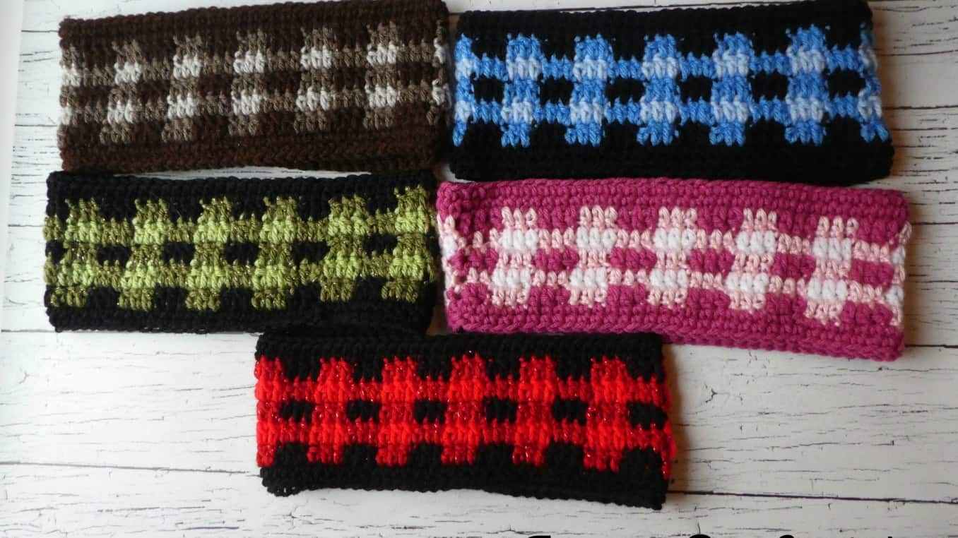 Crochet plaid headband diy