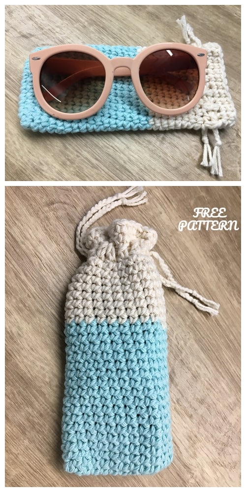 Diy crochet sunglass pouch